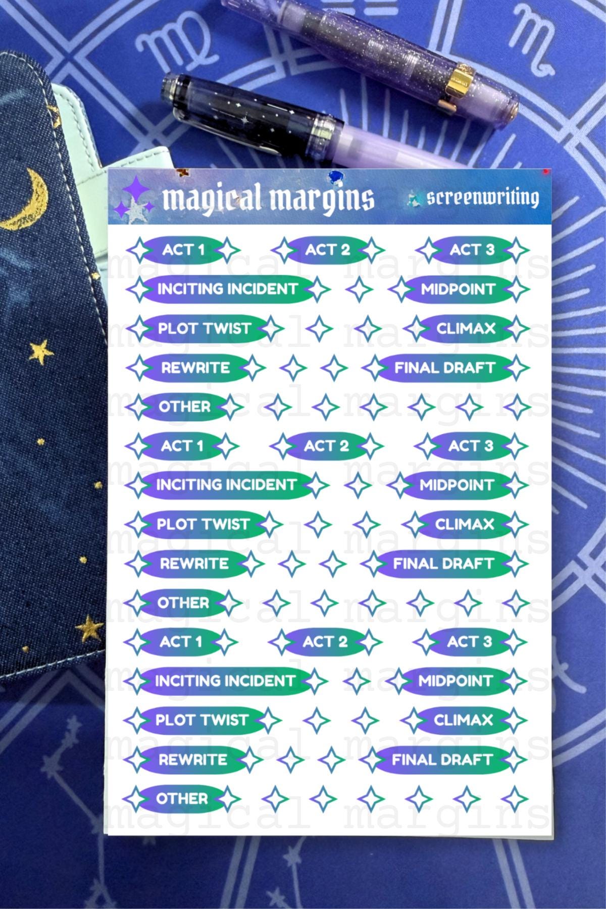 Screenwriting Functional Planner Sticker Sheet