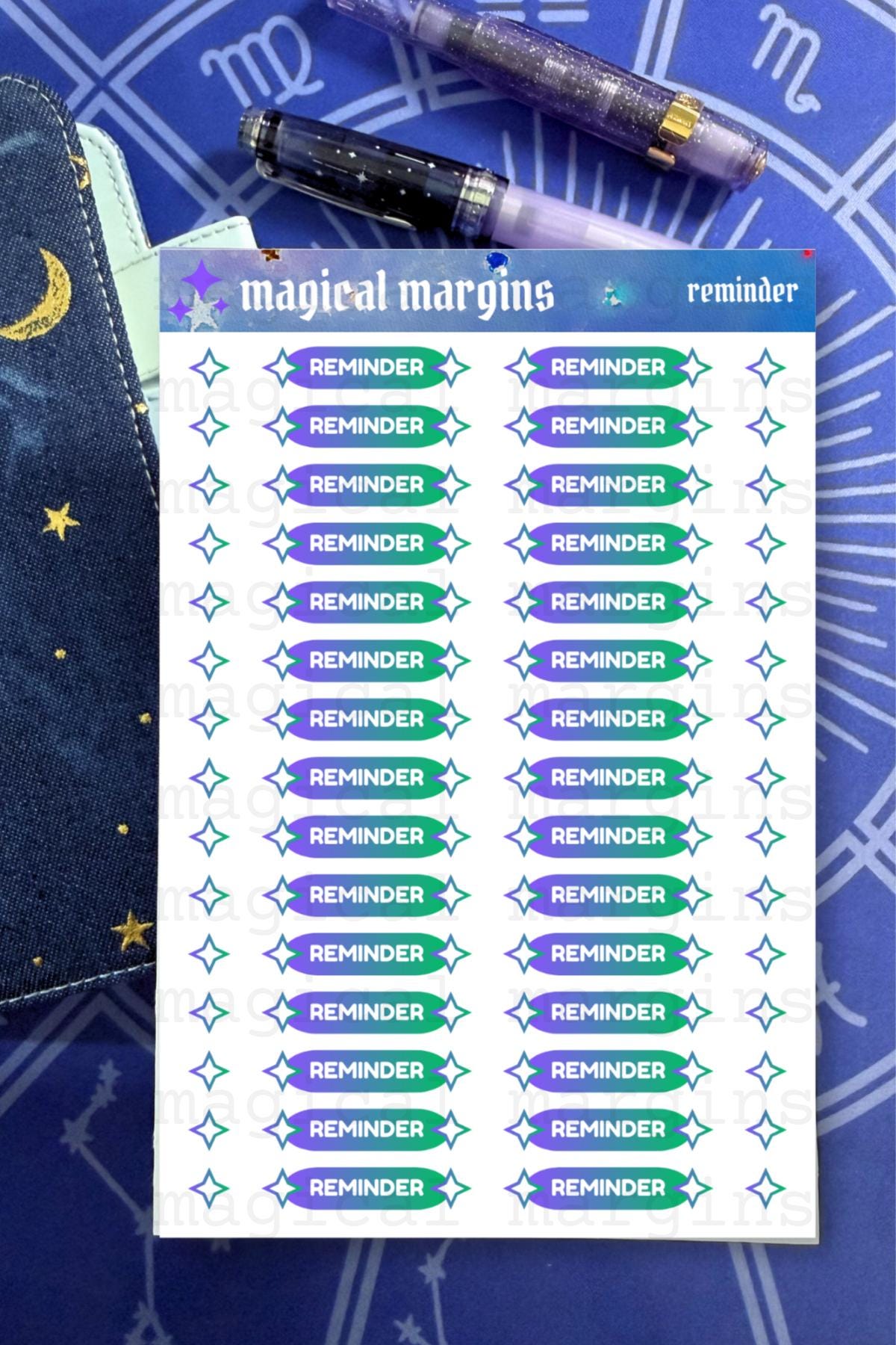 Reminder Functional Planner Sticker Sheet