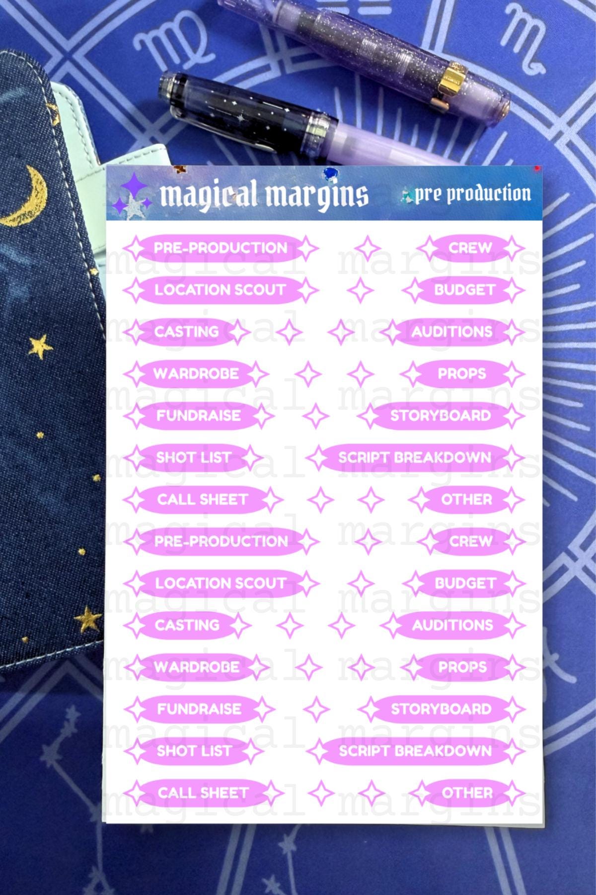 Pre Production Functional Planner Sticker Sheet