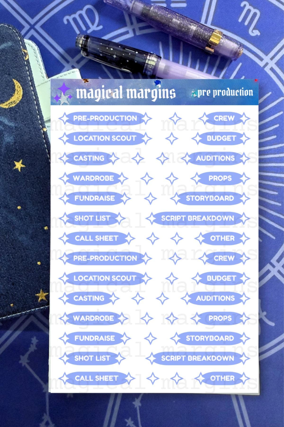 Pre Production Functional Planner Sticker Sheet