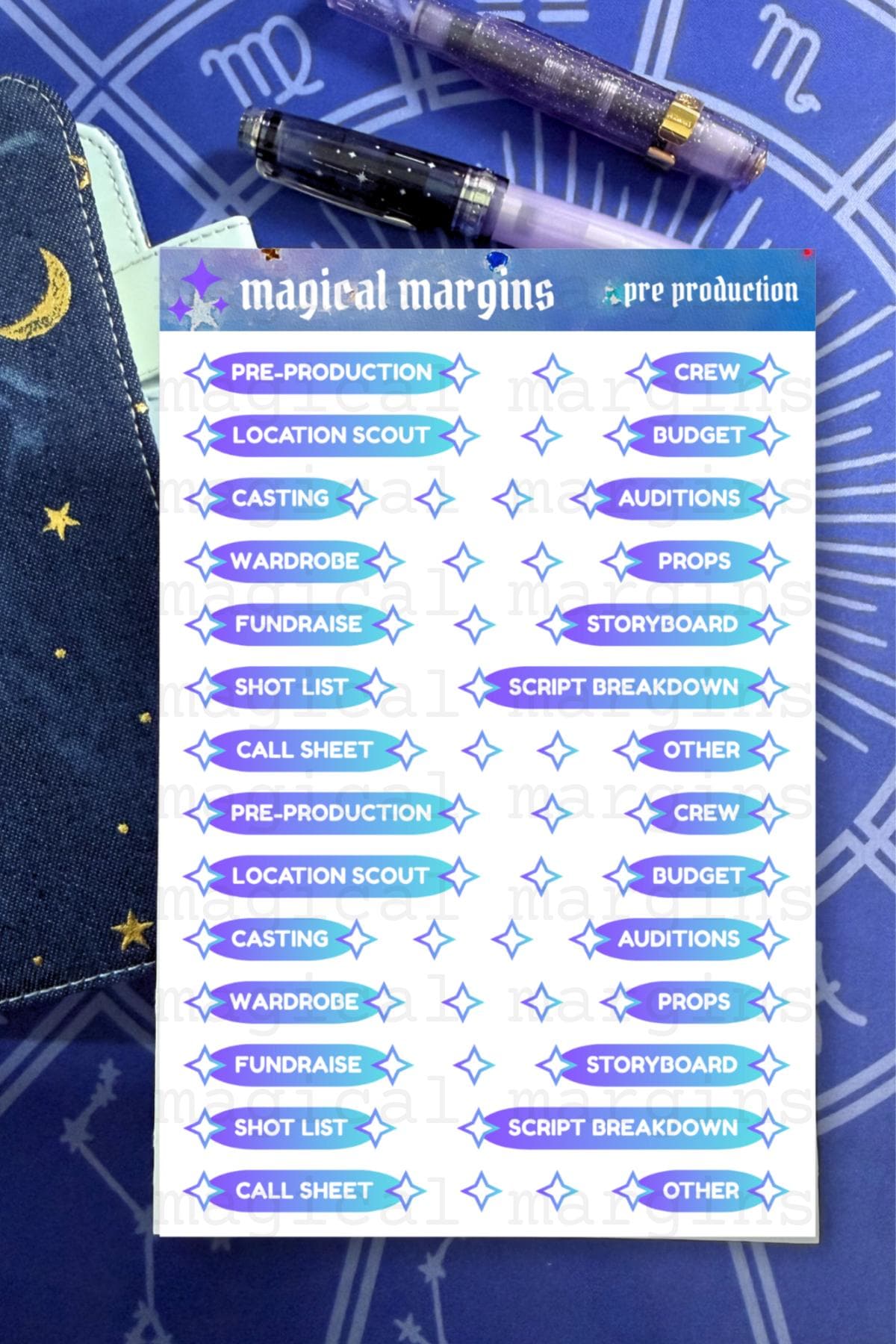 Pre Production Functional Planner Sticker Sheet