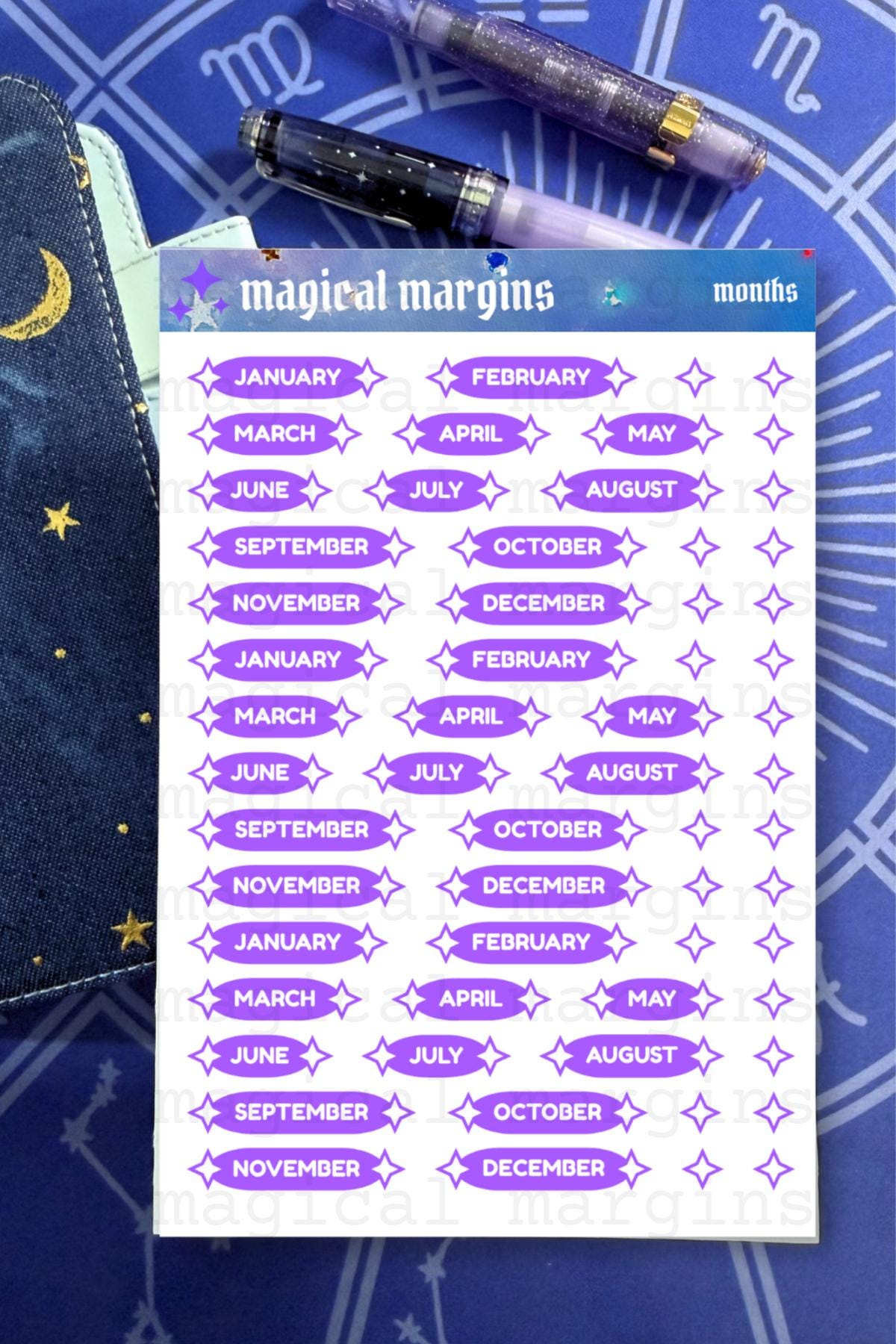 Months Functional Planner Sticker Sheet