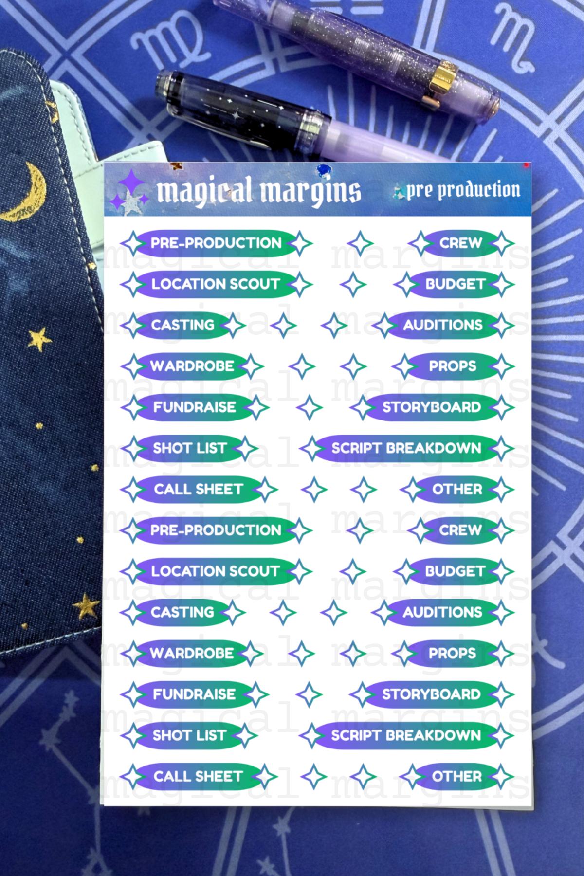 Pre Production Functional Planner Sticker Sheet