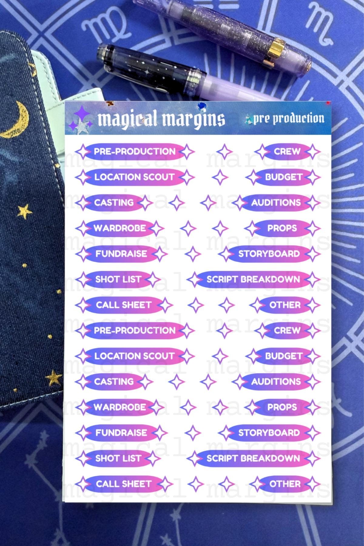 Pre Production Functional Planner Sticker Sheet