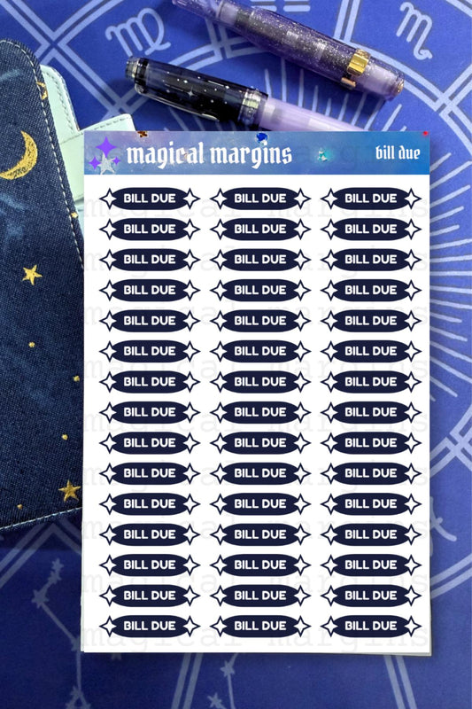 Bill Due Functional Planner Sticker Sheet