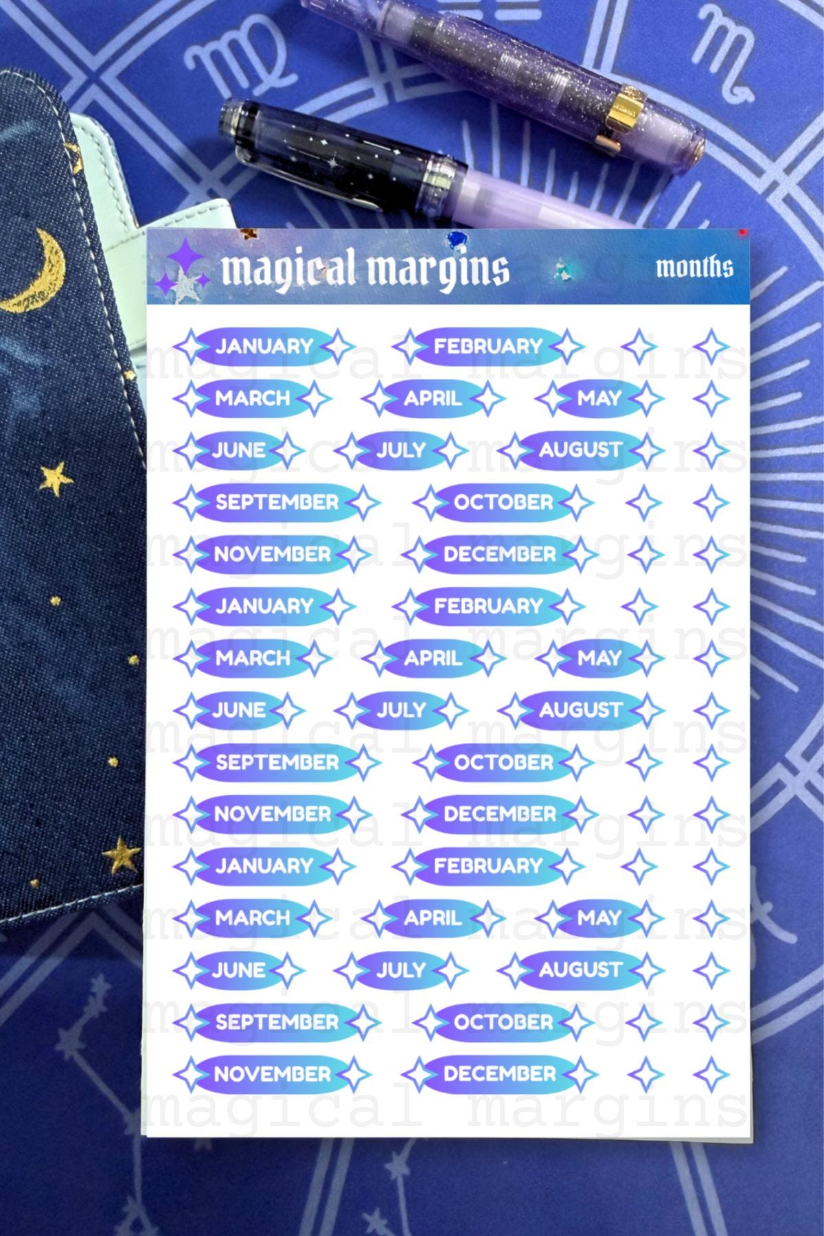 Months Functional Planner Sticker Sheet