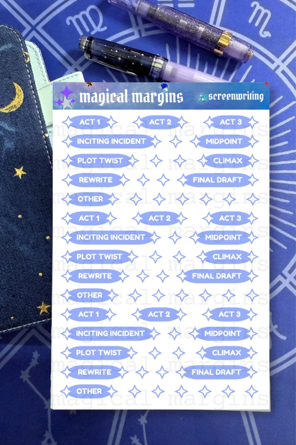 Screenwriting Functional Planner Sticker Sheet