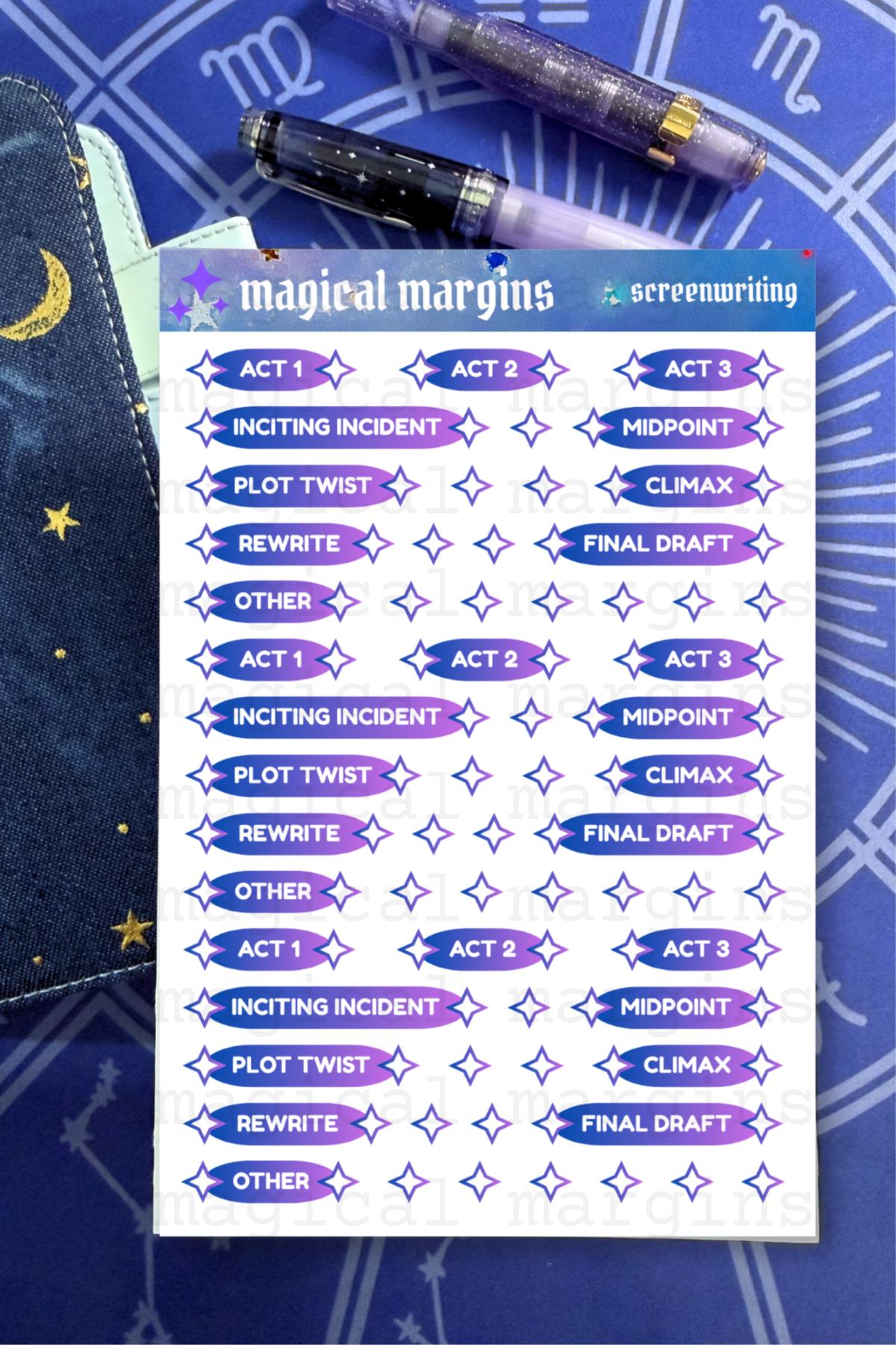 Screenwriting Functional Planner Sticker Sheet