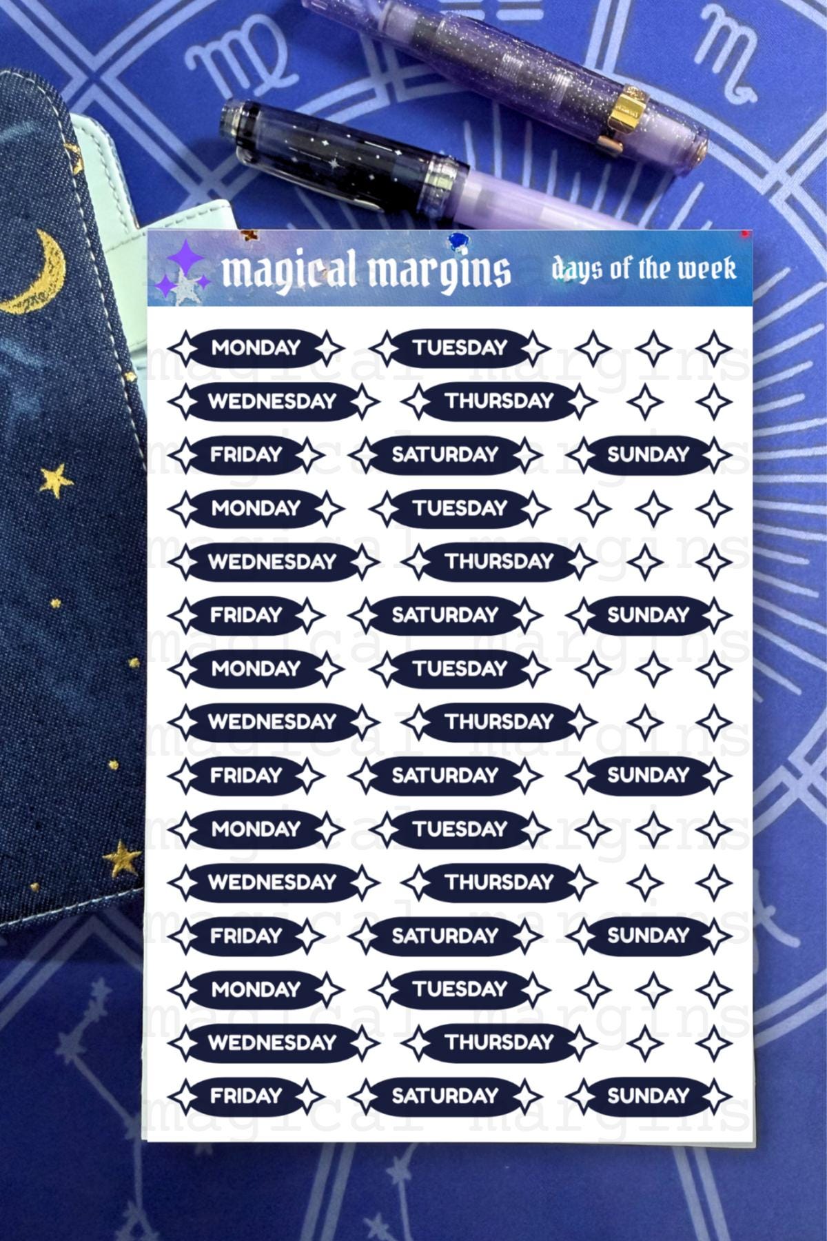 Days of the Week Functional Planner Sticker Sheet