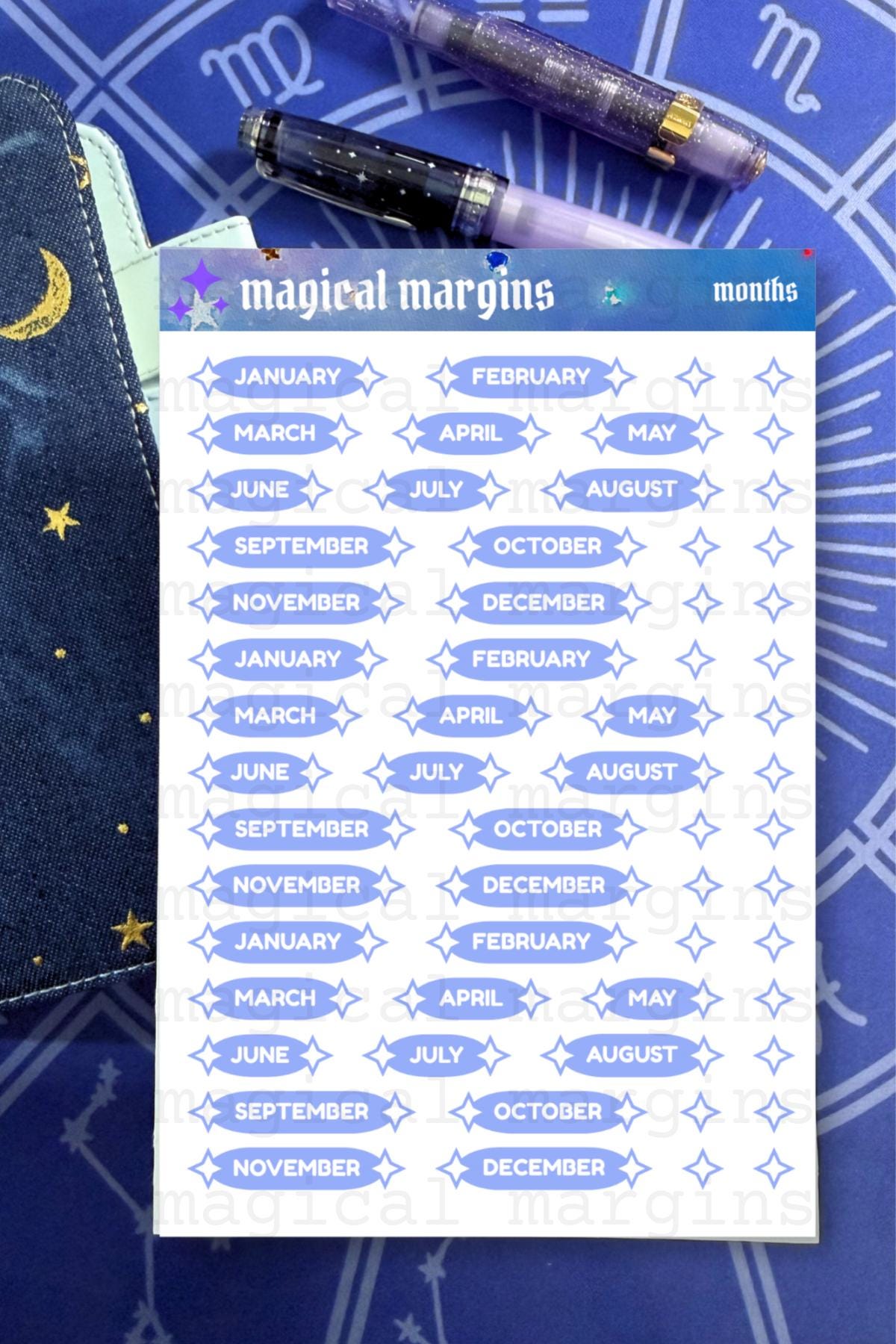 Months Functional Planner Sticker Sheet