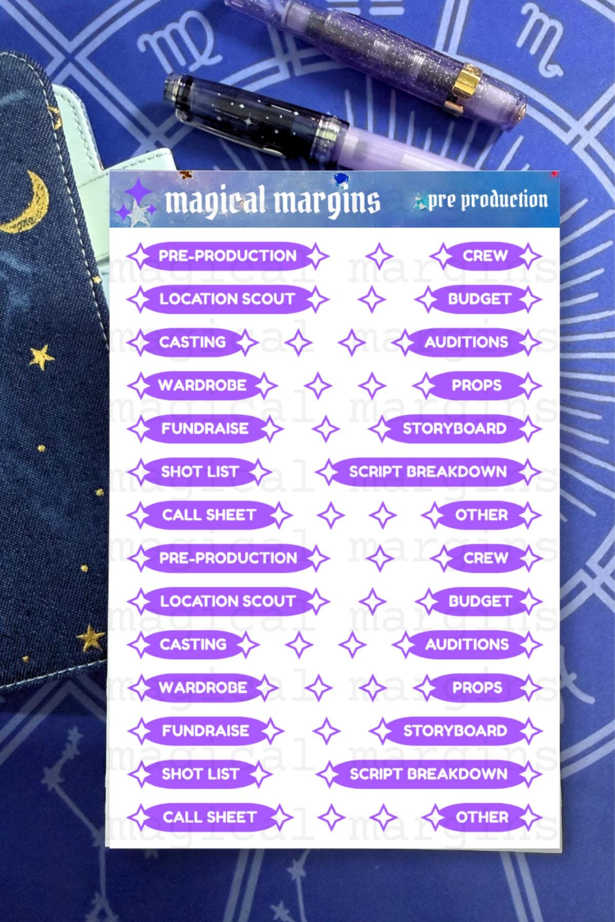 Pre Production Functional Planner Sticker Sheet