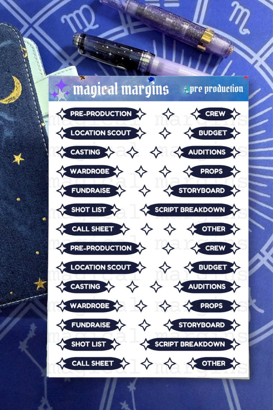 Pre Production Functional Planner Sticker Sheet