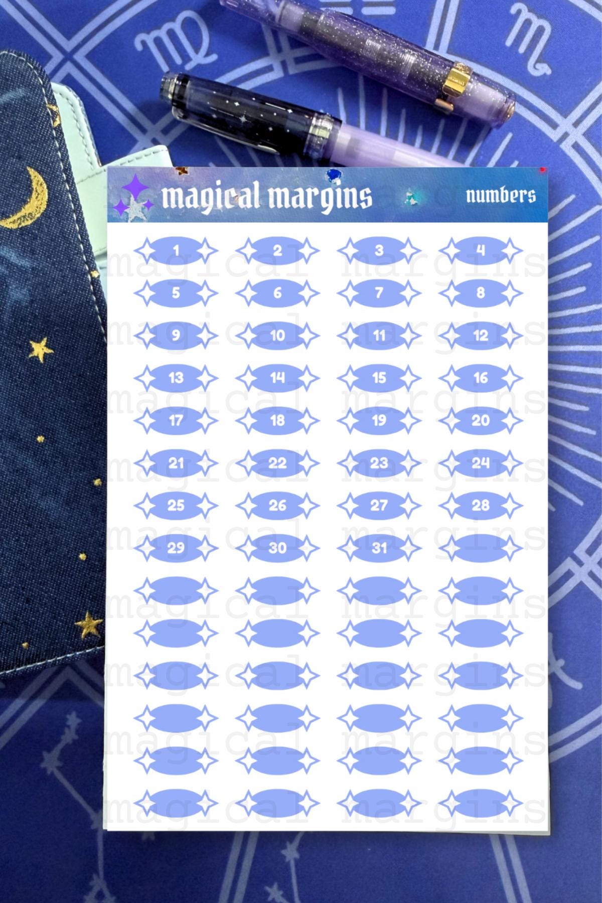 Monthly Numbers Functional Planner Sticker Sheet