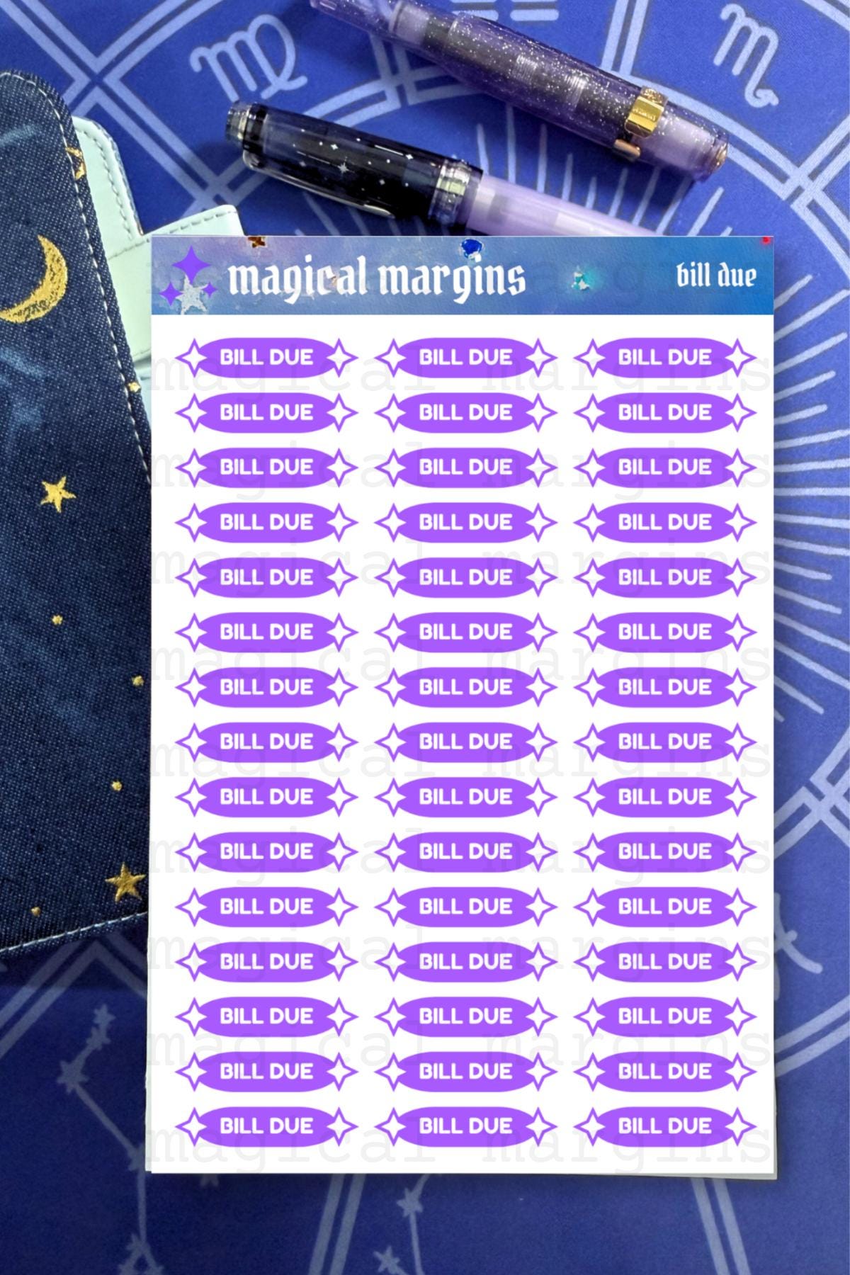 Bill Due Functional Planner Sticker Sheet