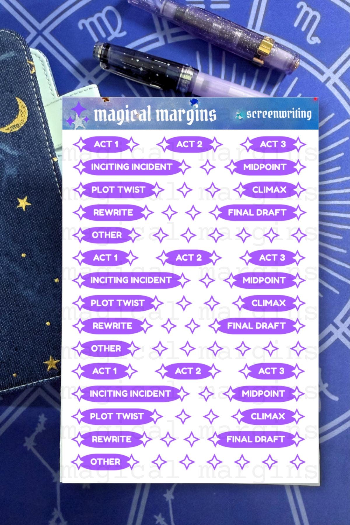 Screenwriting Functional Planner Sticker Sheet