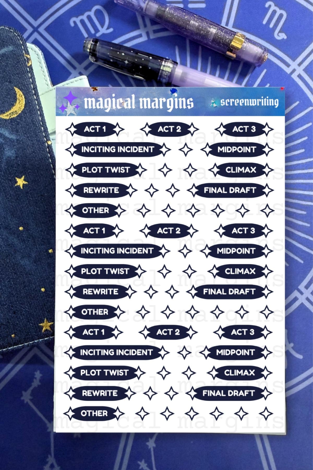 Screenwriting Functional Planner Sticker Sheet