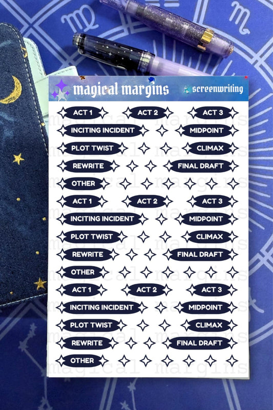 Screenwriting Functional Planner Sticker Sheet