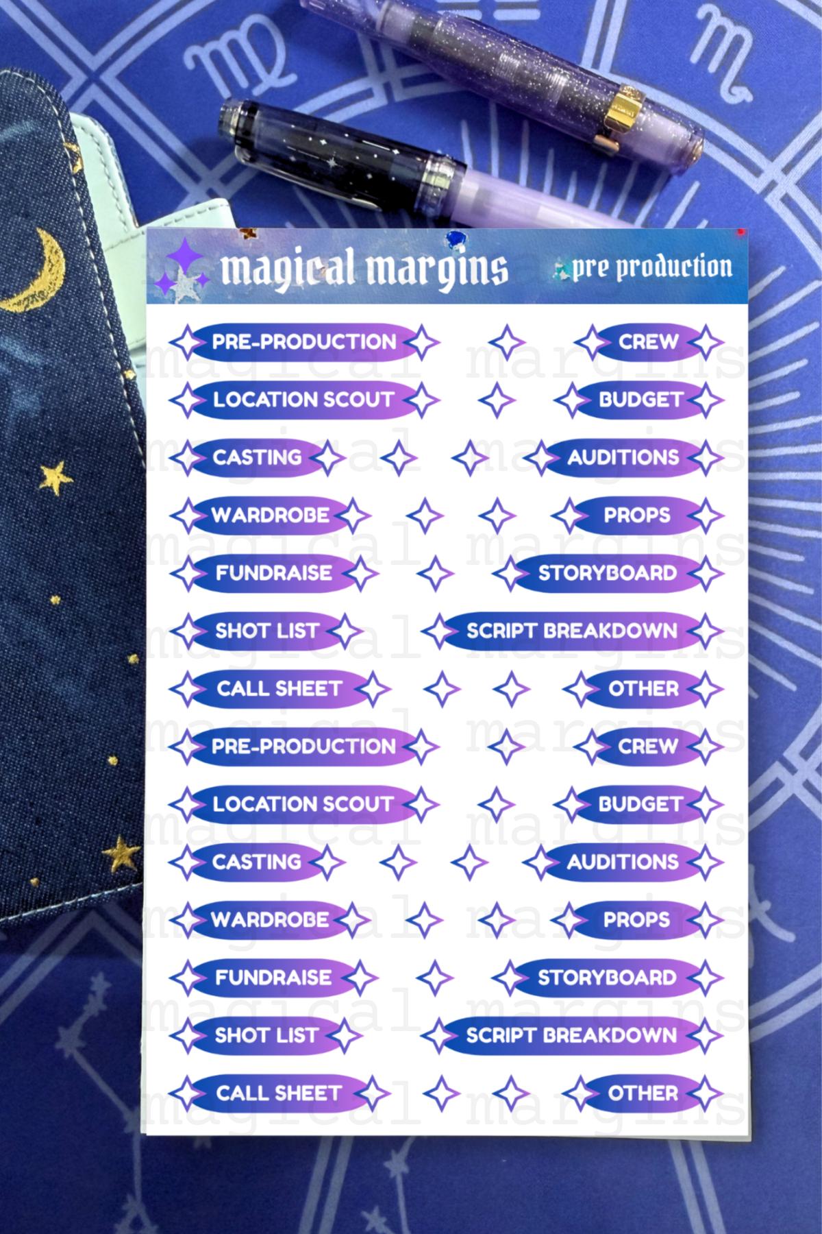 Pre Production Functional Planner Sticker Sheet