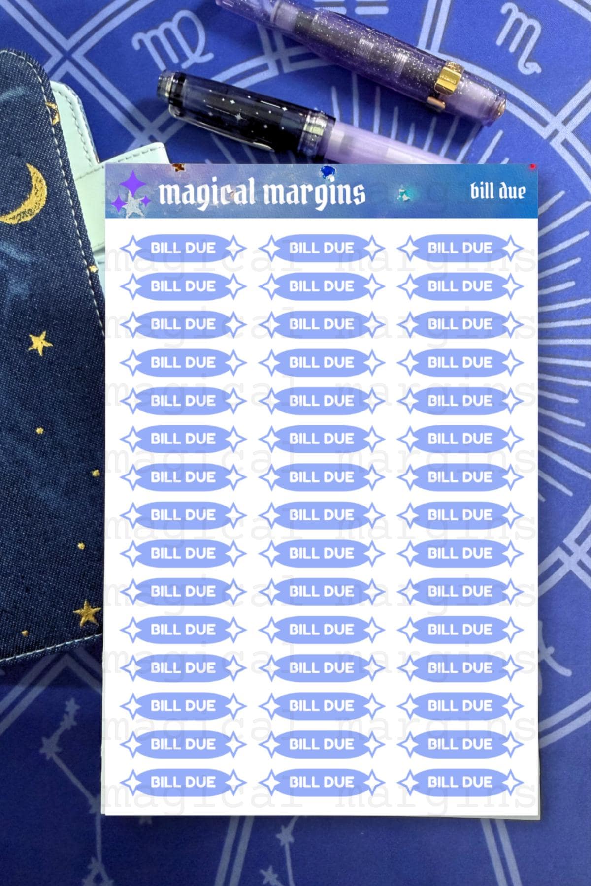 Bill Due Functional Planner Sticker Sheet