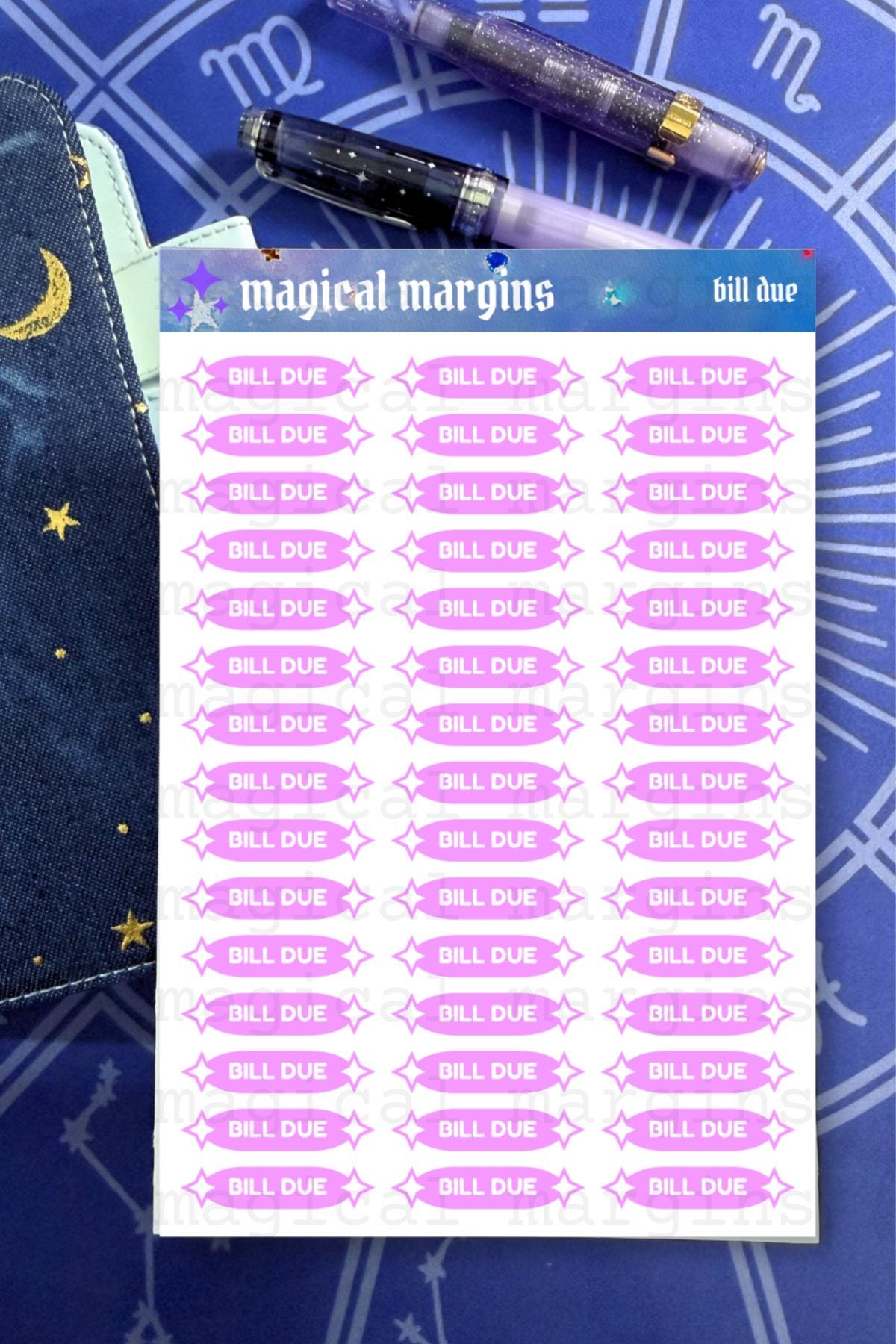 Bill Due Functional Planner Sticker Sheet