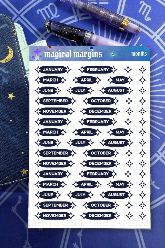 Months Functional Planner Sticker Sheet