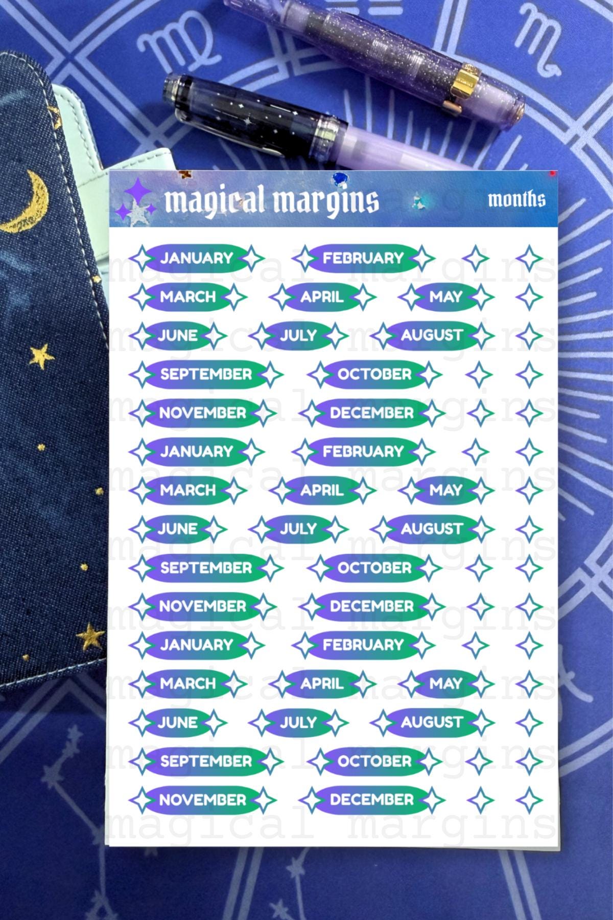 Months Functional Planner Sticker Sheet