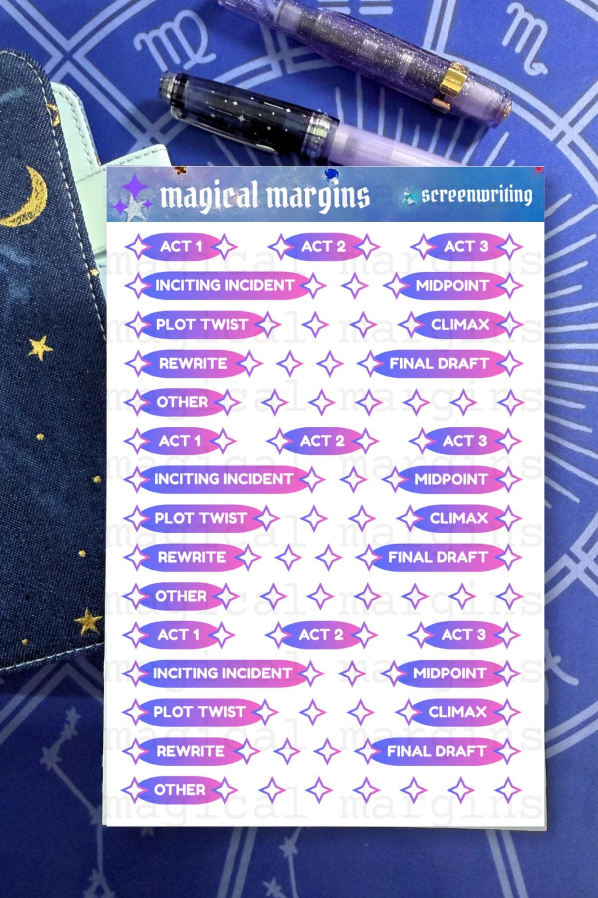 Screenwriting Functional Planner Sticker Sheet